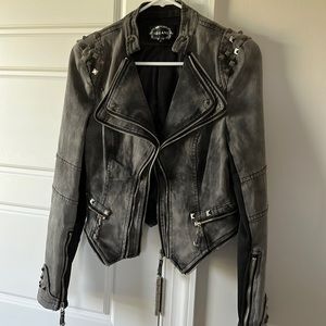 Distressed Gray Moto Jacket